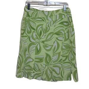 Essential G Green Floral Skirt Size 4 100% Silk